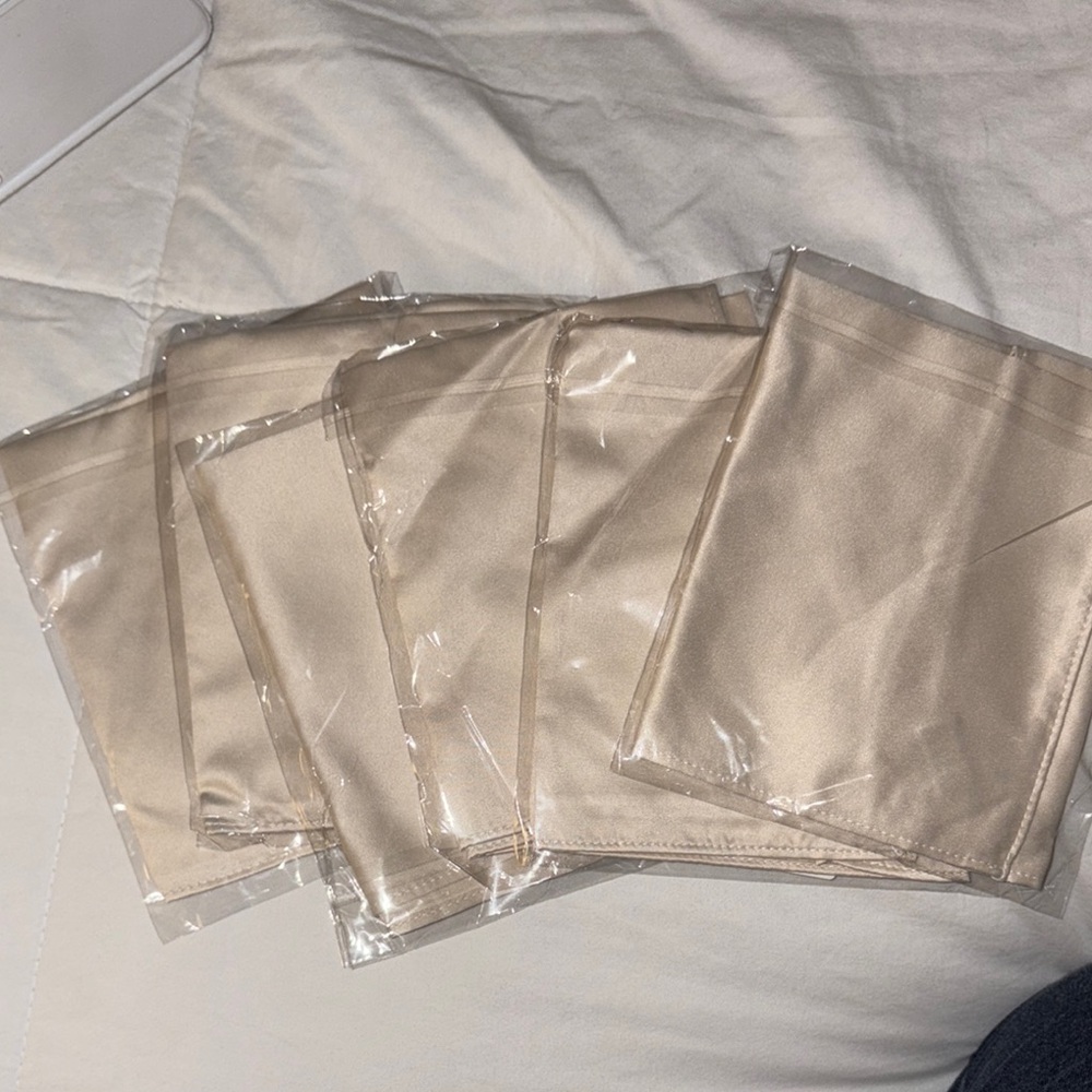 Set of Beige pocket squares for groomsmen/groom